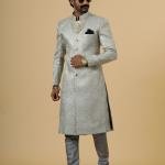 Stunning Grey Banarasi Brocade Achkan | Father Son Combo | Perfect for Grooms | Jaipurio Collection